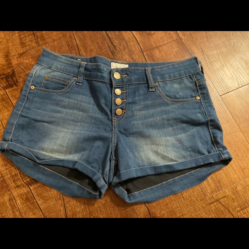 Gold button jean shorts
